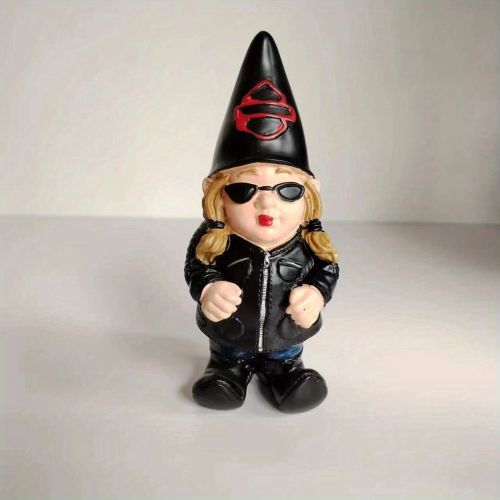 1pc Gnome Statue, Biker Themed Garden Gnome