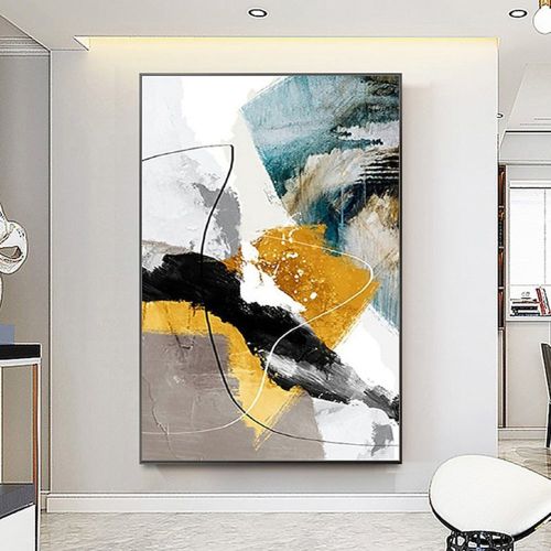 Handmade Abstract Gold Oil Painting On Canvas