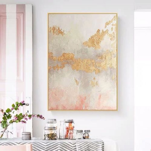 Handmade Abstract Oil Painting Minimalist Pink Picture Canvas, no frame Handmade Abstract Oil Painting Minimalist Pink Picture Canvas, no frame
