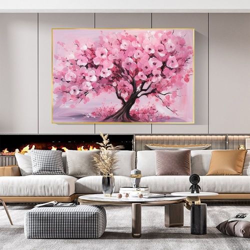 Original Pink, Blossom Flower Oil Painting on Canvas