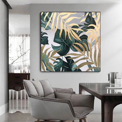 Large Abstract Handmade Oil Painting Gold Foil Painting on Canvas