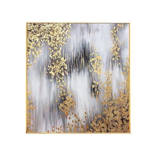 Hand Painted Abstract Oil Painting, Modern Gold Leaf Hand Painted Abstract Oil Painting, Modern Gold Leaf
