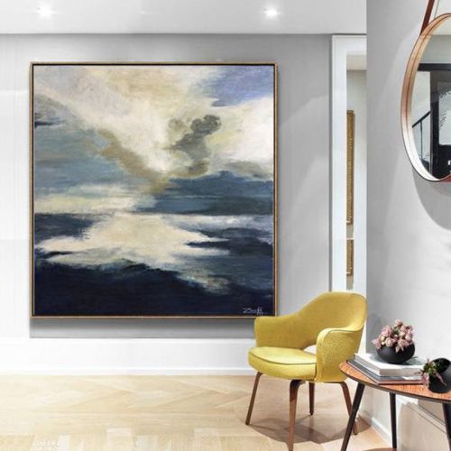 Hand Painted Blue Ocean Oil Painting Large Seascape Canvas Hand Painted Blue Ocean Oil Painting Large Seascape Canvas