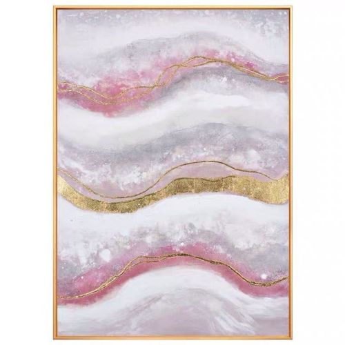 Gold Foil Abstract Oil Painting Wall Art Pink Marble Texture Picture Canvas, No Frame Gold Foil Abstract Oil Painting Wall Art Pink Marble Texture Picture Canvas, No Frame